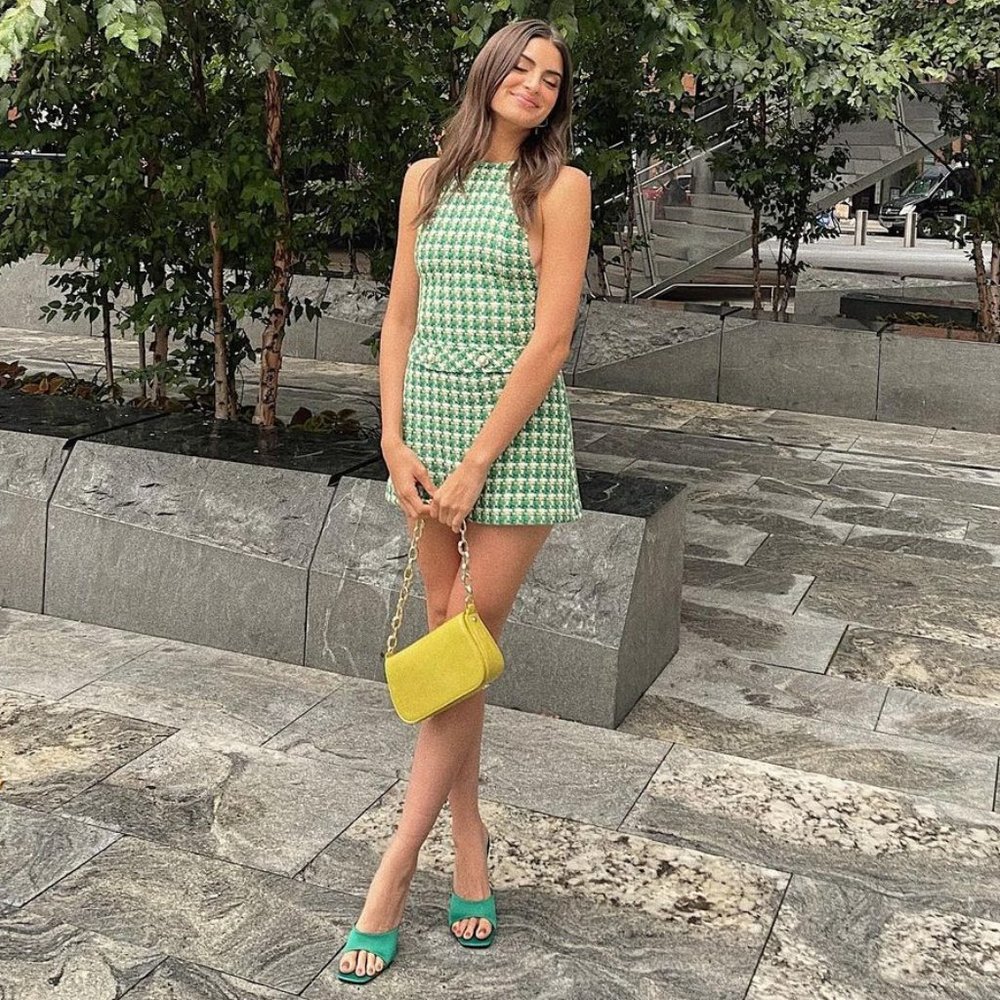 LAST ONE! BLOGGER'S FAVE! Zara Green Textured Weave Mini Dress Sz S, M, L NWT - Picture 4 of 17